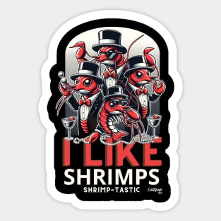 Shrimp Soirée: Crustacean Capers Sticker